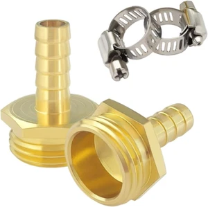 Hooshing 2PCS Garden Hose Male Adapter 1/4" Barb X 3/4" GHT Male Thread Solid Br - Picture 1 of 12