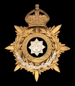 Placa de casco de oficiales de tela azul Kings Crown The East Surrey Regiment - Imagen 1 de 1