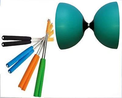 DIABOLONET-KREISZ Henrys Jazz Diabolo Türkis mit Tuning Kit von Diabolonet + Henys Alustäbe 325