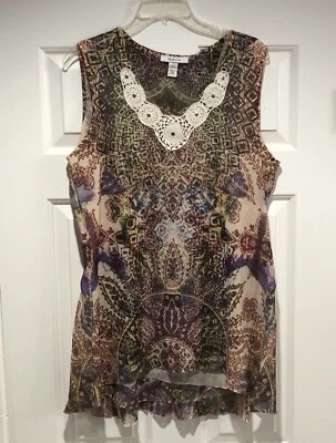 Top túnica sin mangas forrado de polietileno multicolor Style & Co para mujer, talla grande Foto 1 de 4