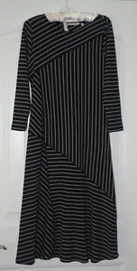 Soft Surroundings Black Ribbed Stripe Thori Midi Dress-Size XS - Picture 1 of 6