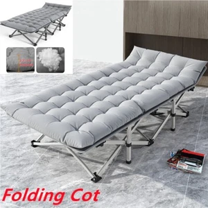 Camping Cot Double Layer 1200D Folding Bed Portable With Soft Mattress Carry Bag - Picture 1 of 12