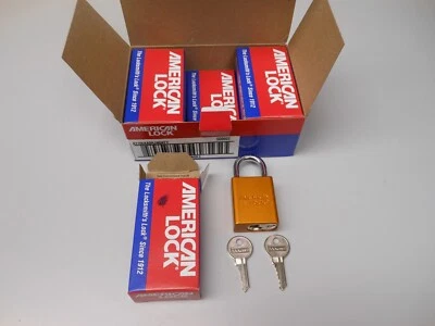 Set of 6 American Lock A1105 Orange Keyed Safety Padlock A1105ORJ w/2 Keys - Image 1 of 4