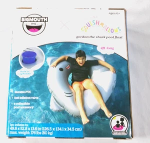 POOL SQUISHMELLOS GORDON THE SHARK POOL FLOAT 4ft LARGE READY FOR SHARK RACES!! - Picture 1 of 4