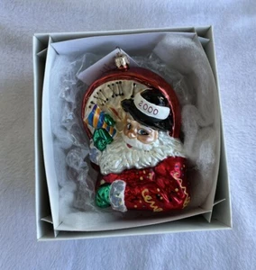 Radko Adorno Navidad NO TIME FOR THE PRESENT SANTA Adorno 5.5” Caja Nueva - Imagen 1 de 12