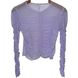 Top corto Kimchi azul Urban Outfitters lila púrpura acanalado malla transparente talla S - Imagen 1 de 11