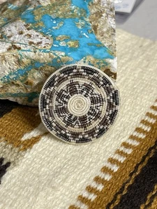 Vintage Native American Tohono O'odham Miniature Horse Hair Basket Pictorial - Bild 1 von 3