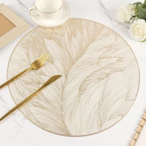 Gold Runde Tischsets Vinyl Tischmatten 6er Set Abwaschbar Abwischbar Platzmatten Bu... - Bild 1 von 1