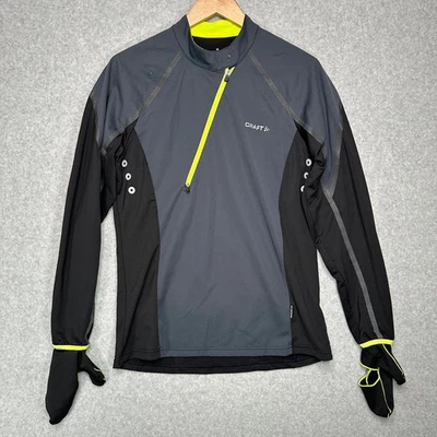 CRAFT Cycling Jacket Long Sleeve Ventair Wind Men Gray Neon Yellow Size M - Image 1 of 4