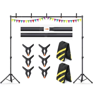 10x7.5 Ft Backdrop Stand, Heavy Duty Adjustable Photo Back Drop - Picture 1 of 5