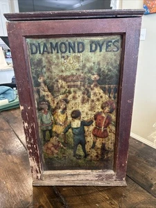 Diamond Dyes Wooden Antique Case With Six Storage Levels - Picture 1 of 8