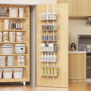 6 Tier Over the Door Pantry Organizer, Spice Rack 6-Tier, White - Picture 1 of 6