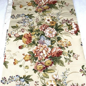 Jay Yang Vintage Blumen Stoff 5 Yards, beige warm rot grün blau goldgelb - Bild 1 von 4