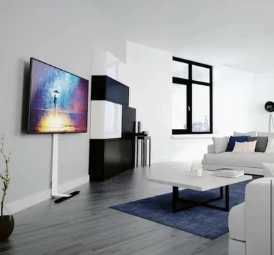 AVF FL601LTW-T Universal Against the Wall Standing TV Mount Up to 80” White - Image 1 of 4