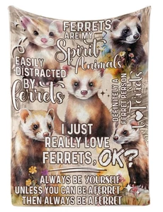 Ferret Lovers Gifts, Bed Flannel Plush Throw Blankets (50"x 65"), Ferrets Gif... - Bild 1 von 7