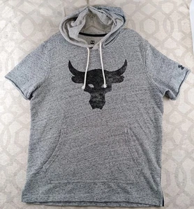 Sudadera con capucha Under Armour Project Rock Terry Bull para hombre gris medio manga corta - Imagen 1 de 9