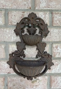 Vintage/Antik Gusseisen Vogelfutterhaus💕Wand- oder Zaunhalterung 2 Ebenen 13 Zoll - Bild 1 von 6