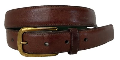 Vintage Lacoste Izod Chestnut Leather Belt Size 36 – Distressed Brass Buckle - Image 1 of 4