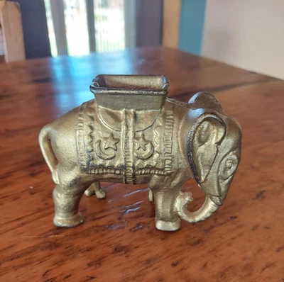 Original Antique Cast Iron Still Coin Bank Elephant 3” Tall Excellent Condition - Image 1 of 4
