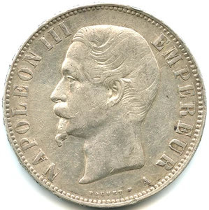 5 Franken Silber Napoleon III., nackter Kopf 1856 A Nr. 7081 - Bild 1 von 2