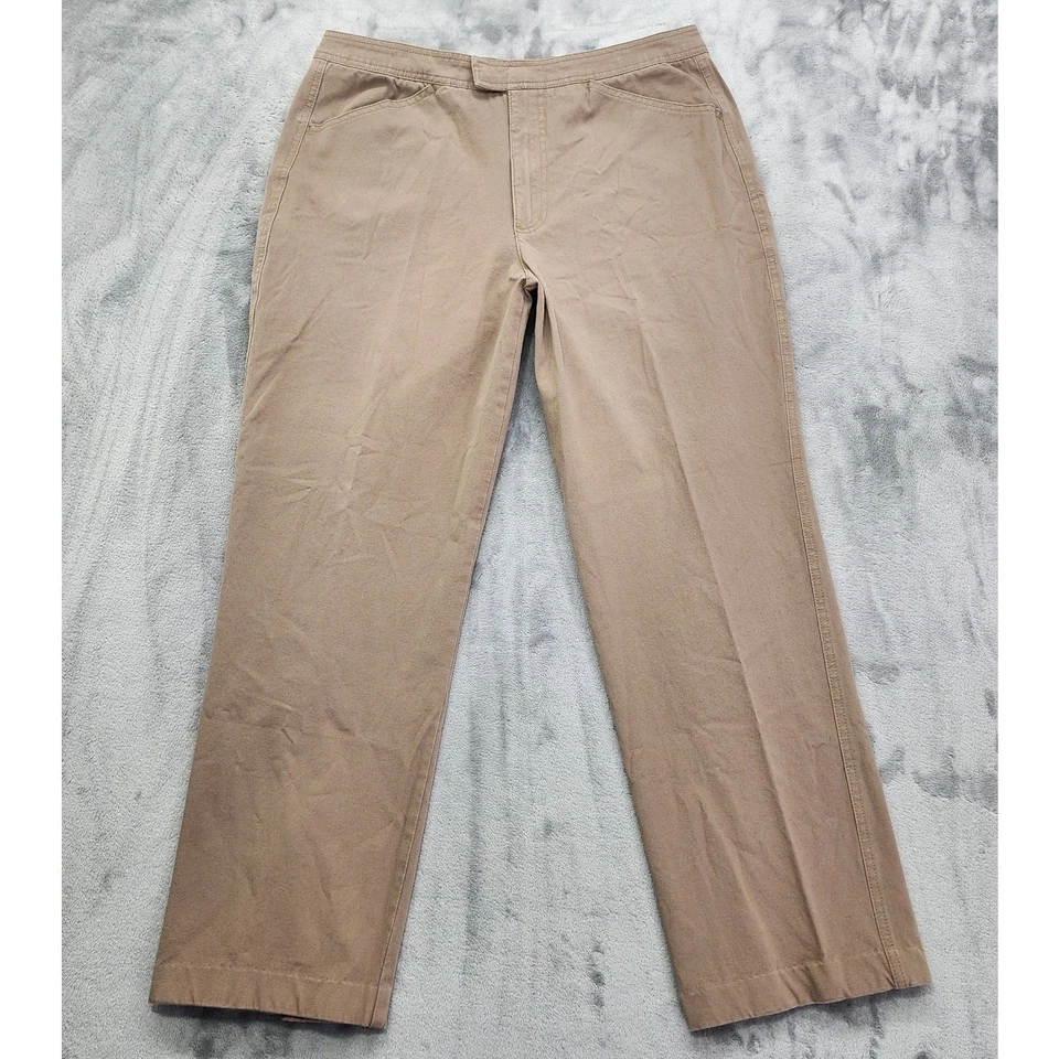 Pantalones chinos elásticos Gloria Vanderbilt para mujer 14 color caqui tostado tiro alto pierna recta Foto 1 de 4