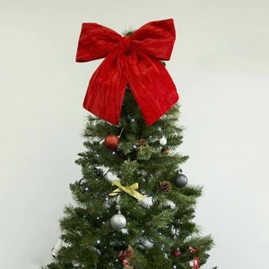 Weihnachten Samt Schleife 2 Farben Rot & Grün Weihnachtsbaum Wohndeko - Bild 1 von 7