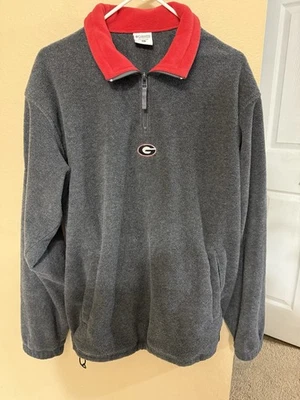Columbia Georgia Bulldogs 1/4 Zip Gray Fleece Pullover Mens Small Pockets  - Image 1 of 3
