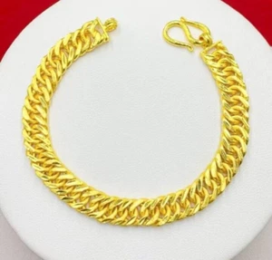 Stunning Bracelet Chain Solid 24K Yellow Gold Plated GP Hook Jewelry Gift Band - Picture 1 of 3