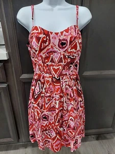 NEW LOOK Women's Red White & Pink Sun Dress Size L Stretch Strap Summer NWT - Picture 1 of 9