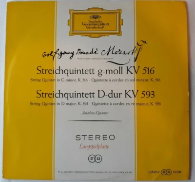 DG 138 057 Mozart Str Quintets in g 516, D 593 (Amadeus + Aronowitz) rare tulip - Image 1 of 3