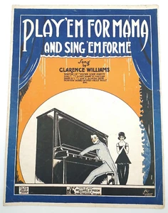 Clarence Williams 1920 Very Rare BLACK JAZZ PIANO sheet music PLAY 'EM FOR MAMA - Picture 1 of 15