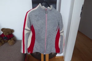Damenjacke Wolljacke Almgwand Modell Engelspitze grau wollweiß rot Gr. 42 - Bild 1 von 4