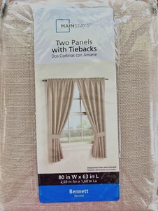 Zwei hellbraune Paneele mit Raffbändern 80" B x 63" L hellbraune Hauptstützen von Walmart - Bennets #200 - Bild 1 von 2