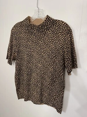 Suéter NINA CHARLES para KASPER Lana Angora L Estampado Animal Falso Tortuga  Foto 1 de 4