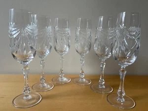 6x Rare, 1970’s French, De Lorraine Cristalleries Gerard Champagne Flutes, 8 ¾” - Picture 1 of 11