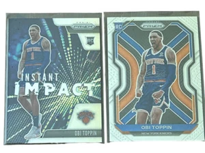 (2) OBI TOPPIN Rookie 2020-21 Panini Prizm Base #280 Instant Impact Silver RC - Picture 1 of 5