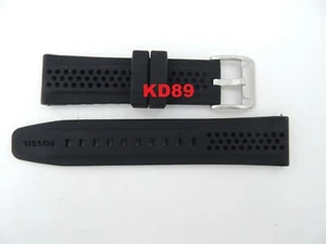 Genuine original Fossil AM-4384 Black rubber strap band 22mm - Picture 1 of 4