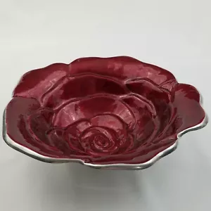 Julia Knight Rose Cuenco Esmaltado 9" Color Granada Plato para Servir Expositor - Imagen 1 de 7