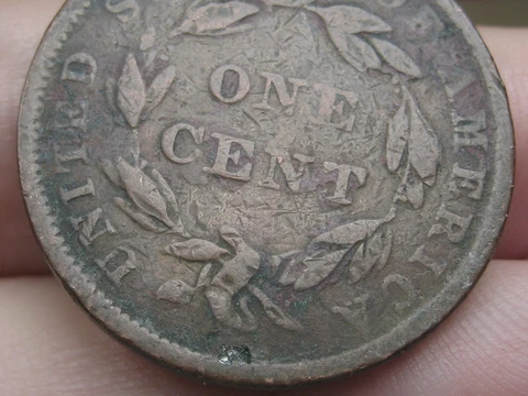 1839 Booby Head Large Cent Penny, Good/VG Details Cover
