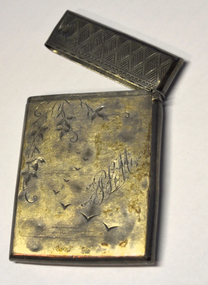 Estuche de cigarrillos vintage de plata esterlina 47 gramos ancla de león tarjeta de visita GORHAM Foto 1 de 4