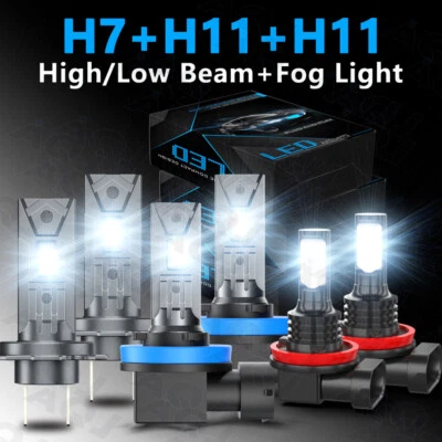 For Land Rover LR2 LR4 2010 2011 2012 2013 2014 2015 LED Headlight Fog Bulbs Kit - Image 1 of 4