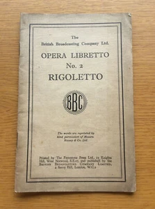 Opera Libretto No. 2 Rigoletto, BBC Book, Giuseppe Verdi, Boosey & Co Ltd, 1930s - Picture 1 of 3