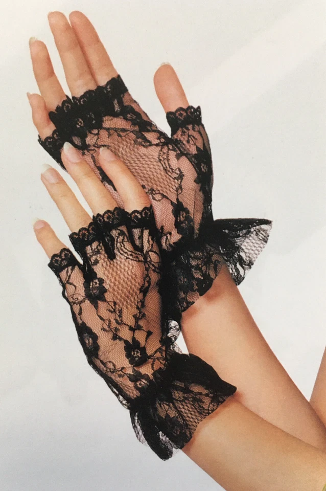 Leg  Avenue Black Lace Gloves Fingerless Victorian Style NIP One Size G1205 - Image 1 of 4
