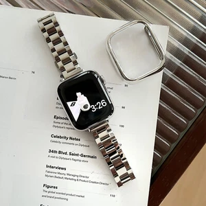 Cassa orologio placcata con cinturino in metallo per iWatch serie Ultra/10/9/7/3/SE 49/46/38mm - Foto 1 di 52