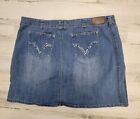 Baccini Jean Skirt Women 18 Blue Denim Knee Length Pockets Bling Rhinestones