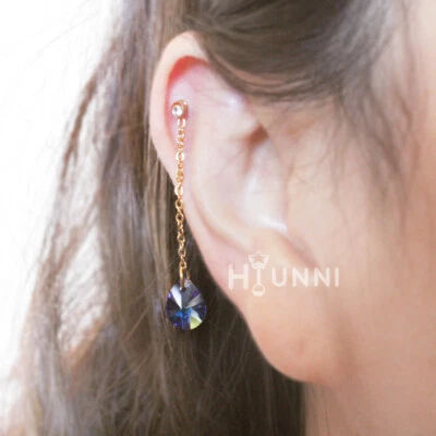 handmade 20g 16g Teardrop dangle cartilage Helix ear stud Flat back Labret bar - Image 1 of 4