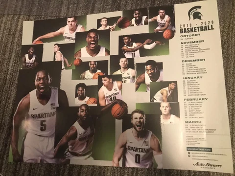 2019-20 Michigan State Spartans mens basketball schedule poster IZZO FINAL FOUR Cover
