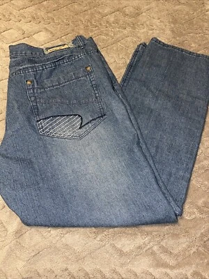 Pantalones de mezclilla para hombre INDIGO 30 bordados diseños modernos 44x32 lavado medio Y2K hip hop Foto 1 de 4