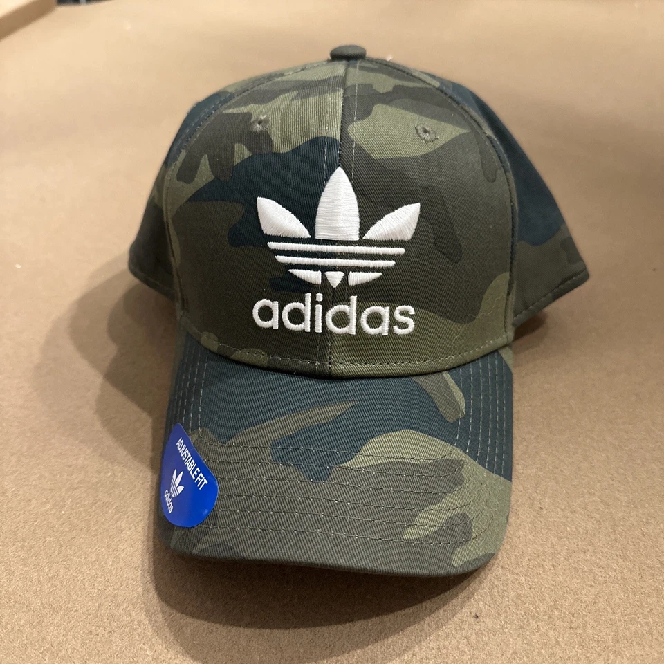 Mens Adidas ORIGINALS Icon Snapback Precurve Camo Cap Hat CAMOWHITE OSFM