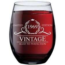 50's Birthday Gifts for Women/Men - 1969 Vintage 15 oz Stemless Wine Glass